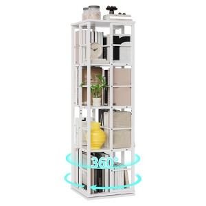 360° Rotating Bookshelf, 4-Tier Spinning Shelf w/Metal Frame (15.75"x54") - 1 of 4