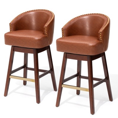 Crestlive Products 30 Inch Counter Height Bar Stools Set of 2 Kitchen Island Chairs with Back Tall Barstools Comfortable Swivel Chair