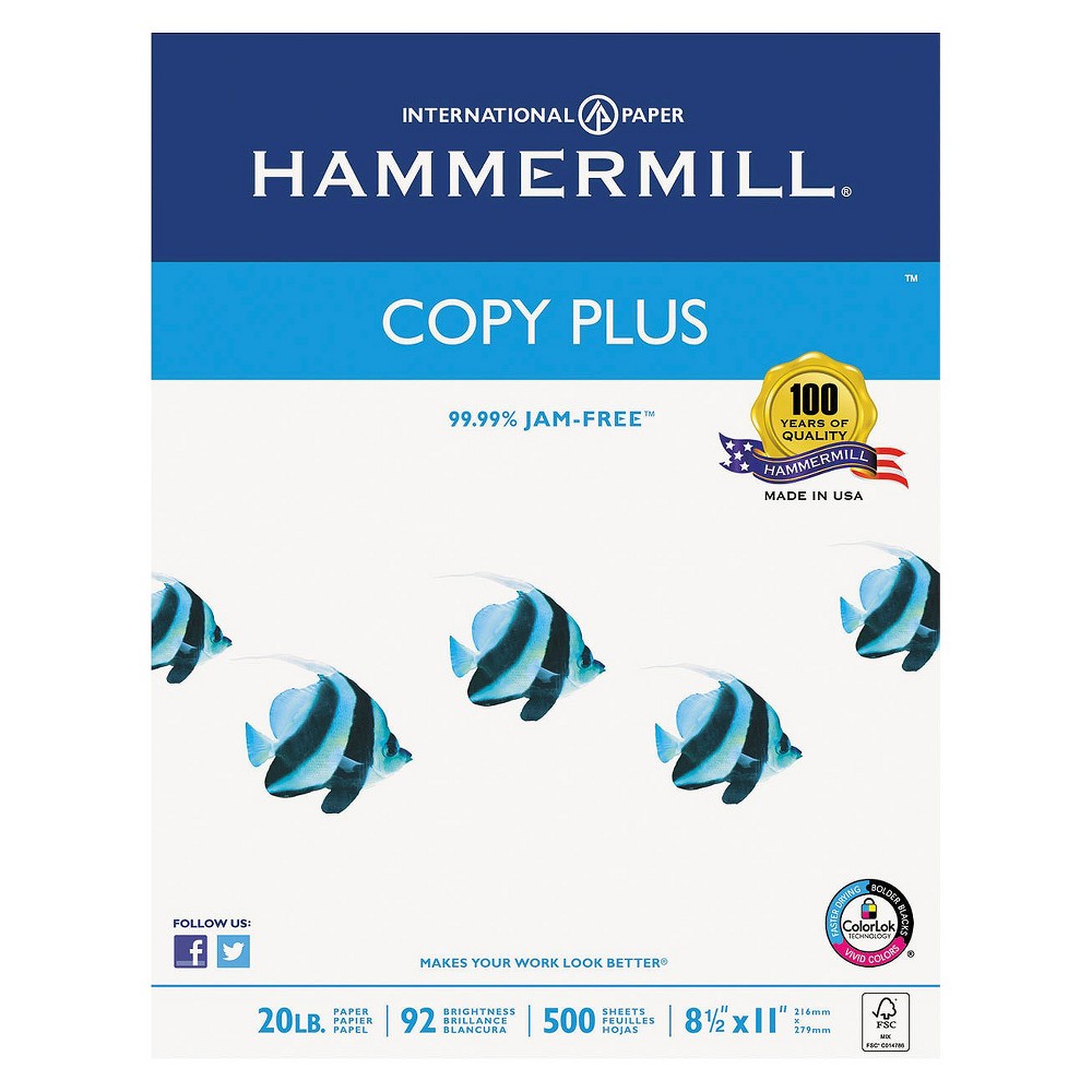 Hammermill Business Copy Paper, 20lb, 92 Bright, 8.5 x 11, 8 Ream Case