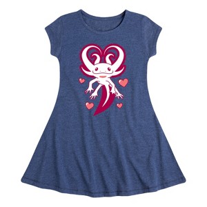 Girls' - Instant Message - Axolotl Heart Fins Fit & Flair Cap Sleeve Graphic Dress - 1 of 4