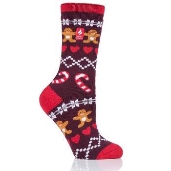 Heat Holder Women's Festive Gingerbread LITE Socks Success| Warm + Soft, Hiking, Cabin, Cozy at Home Socks | 5X Warmer Than Cotton Socks