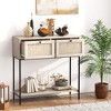 Tangkula Console Table Entryway Table Long Sofa Side Table w/ Open Shelf & Rattan Drawers - 2 of 4