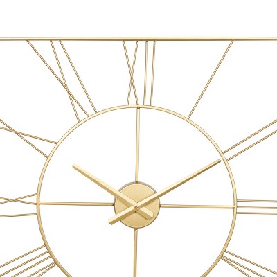24" Gold Metal Open Frame Square Wall Clock