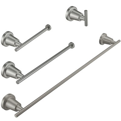 BWE 4-Piece Bath Hardware Set with Towel Bar Towel Hook and Toilet Paper Holder