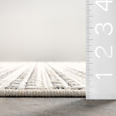 Ivory Geometric Patterned Indoor/Outdoor Synthetic Area Rug