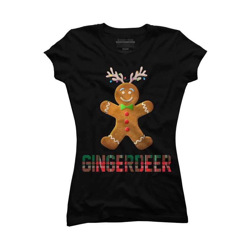 Junior's Design By Humans Gingerbread Reindeer Matching Family Group Christmas Pajama By Forever9 T-Shirt, 1 of 4