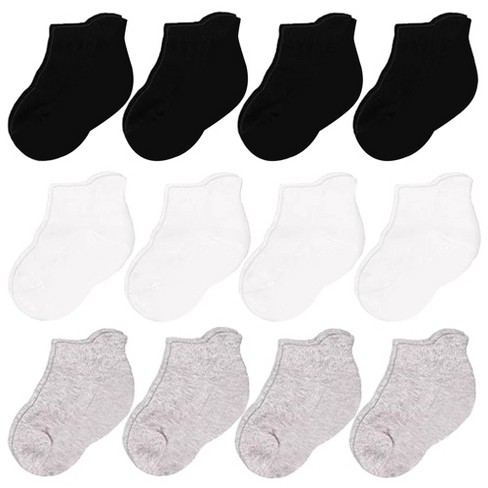 Cozyway Ankle Cotton Toddler Socks - 12 Pack Stretch Toddler Girl Socks, Toddler Boy Socks, Black/White/Gray, 1T-3T, Unisex - image 1 of 4