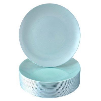 Silver Spoons Modern Plastic Plates for Party, Heavy Duty Disposable Dinner Set, Salad Plates (9”), Mint (20 PC) - Opulence Collection