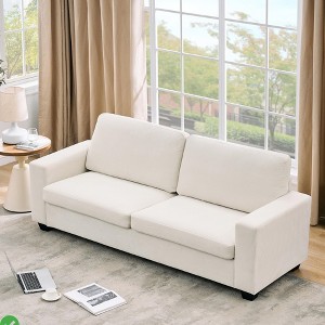 83" Corduroy 3-Seater Sofa with Removable Covers - Modern Deep Seat Couch for Living Room & Apartments (White) - 1 of 4