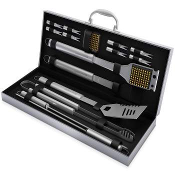 BBQGuys Signature 4 Piece Stainless Steel with Wooden Handles Tool Set