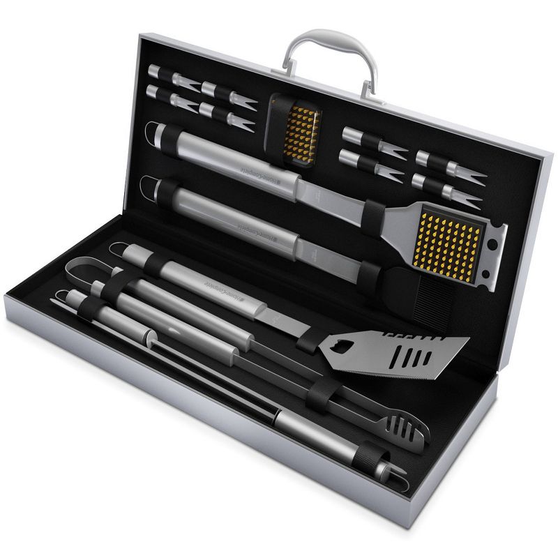16-Piece BBQ Grill Accessories Set - Barbecue Tool Kit with Aluminum Case for Home Grilling - Great Gift for Birthday or Father’s Day by Home-Complete, 1 of 10