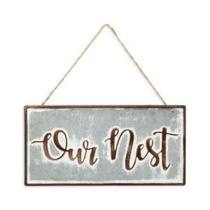 HomeRoots 6" X 12" Gray and Brown Our Nest Galvanized Metal Wall Decor - 1 of 4