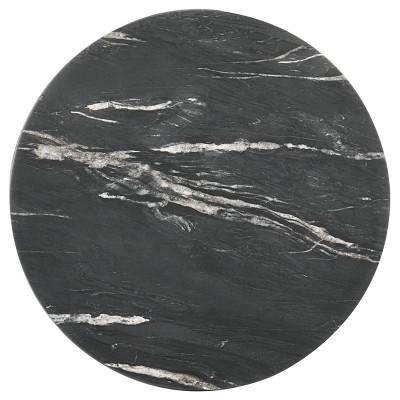 Skylark Round Black Faux Marble and Wood End Table