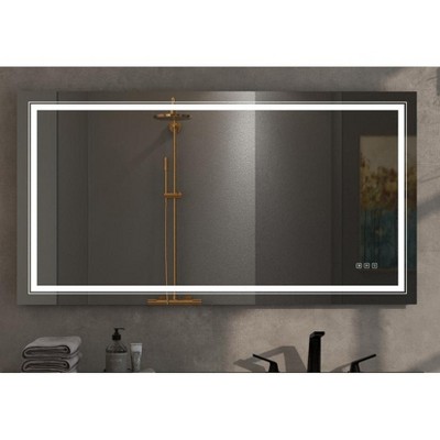 Vynxaria Contemporary LED Bathroom Mirror, Anti-Fog, 5mm Tempered Glass,60" x 28"inch
