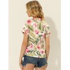 Allegra K Women's Hawaiian Floral Leaves Printed Short Sleeve Button Down Vintage Shirt - 4 of 4