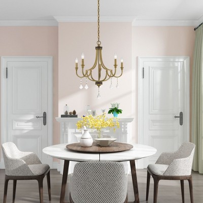 Polished Brass and Crystal 5-Light Mini Chandelier