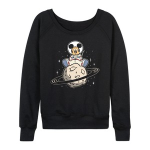 Women's - Disney - It's A Small Moon Lightweight French Terry Wide Neck Long Sleeve Shirt - 1 of 4