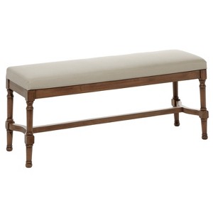 Traditional Linen Upholstered Wood Bench - Olivia & May - 1 of 4