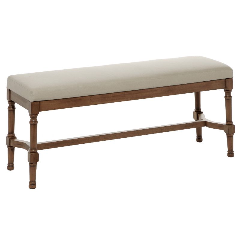 Traditional Linen Upholstered Wood Bench - Olivia & May, 3 of 8