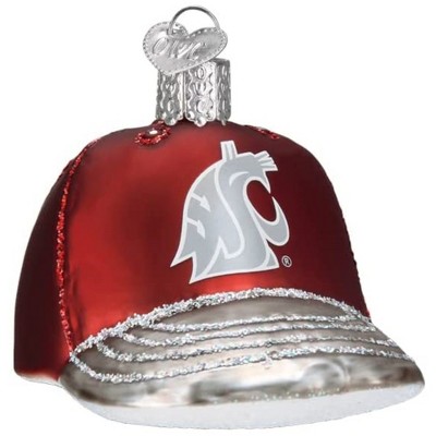 Old World Christmas Blown Glass Ornament for Christmas Tree, WSU Baseball Cap
