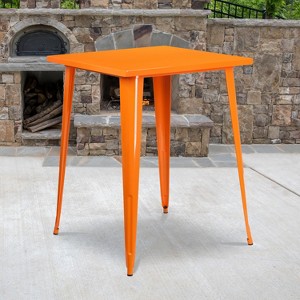 Emma and Oliver Commercial 31.5" Square Colorful Metal Indoor-Outdoor Bar Height Dining Table - 1 of 2