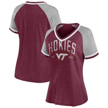 NCAA Virginia Tech Hokies Women's Gray V-Neck Raglan T-Shirt