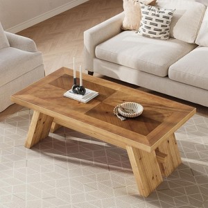 Lantine Solid Wood Coffee Table, 47-Inch Farmhouse Rectangle Center Table for Living Room - 1 of 4