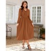 Womens Fall Dress Long Sleeve Ruffle V Neck Dress Elastic Waist Maternity Friendly Maxi Dress S-2XL - 4 of 4