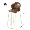 Set of 2 Bar Stools with Gilded Metal Legs,Modern Bar Stools with Foam Cushion for Kitchen or Home Bar,Low Back Height Bar Stools-Cuddlewood - 4 of 4