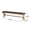 Acacia Wood Outdoor Bench,Rectangle Garden Wooden Side Bench With Weave Rope Seat And X Cross Frame,Solid Acacia Wood Patio Bench-Coolbibila - 4 of 4