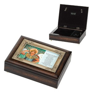 Dicksons St. Michael Archangel Defend Us Natural Brown 8 x 6 MDF Wood Musical Box - 1 of 1