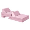 TopComfy Sectional Sofas 8-Piece Modular Kids Play Sofa Convertible Multi-Purpose Couch for Playroom and Bedroom, Pink, 56"*28"*18" - 2 of 4