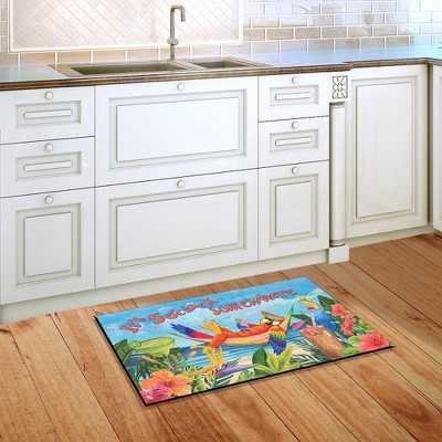 Tropical Parrot Beach Theme Rubber Doormat 30" x 18"