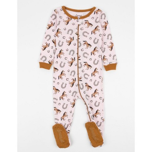 Leveret Baby Footed One Piece Pajamas Horse And Unicorn - Light
