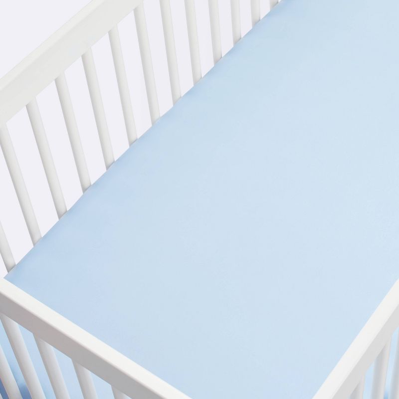 Fitted Crib Sheet Solid - Cloud Island&#8482; Light Blue, 4 of 9