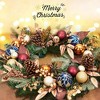 24" Lighted Christmas Wreath, Pre-Lit Xmas Wreath with Pine Cones and Christmas Balls, Xmas Decorations,Xmas Wreath for Front Door, Windows, Wall - 4 of 4