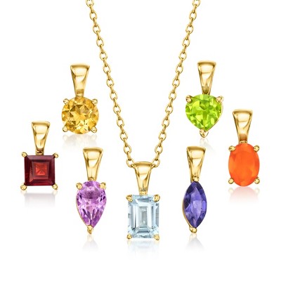 Ross-Simons 7.00 ct. t.w. Multi-Gemstone Jewelry Set: Necklace and 7 Pendants in 18kt Gold Over Sterling Size 16.5