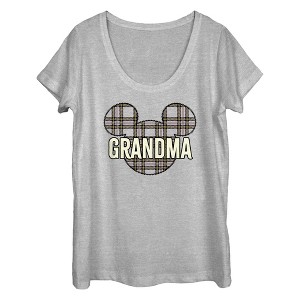 Women's Mickey & Friends Grandma Plaid Logo T-Shirt - 1 of 4