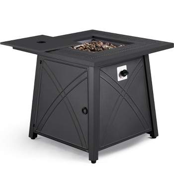 Yaheetech 28" Propane Gas Fire Pit with Lid and Iron Tabletop