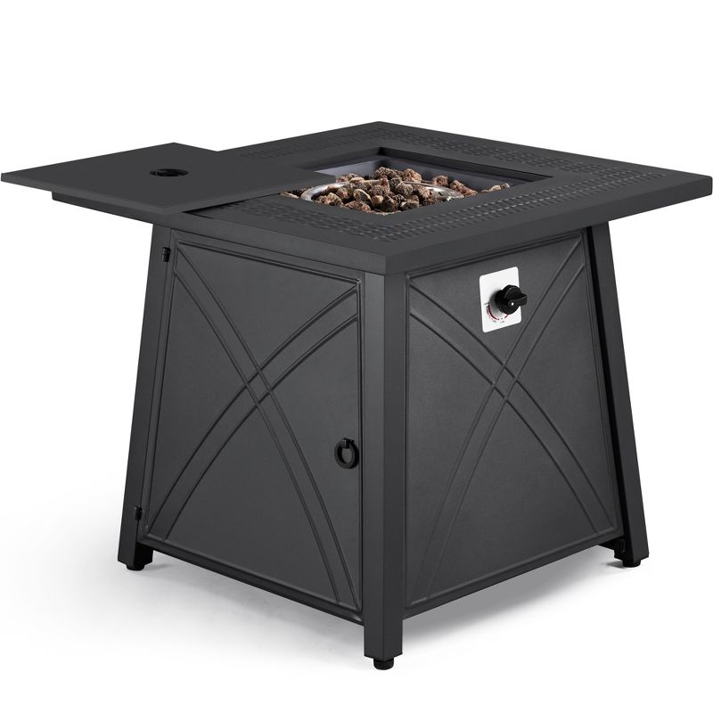Yaheetech 28" Propane Gas Fire Pit with Lid and Iron Tabletop, 1 of 9