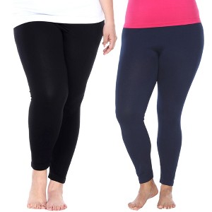 Women's Pack of 2 Solid Leggings - One Size Fits Most - White Mark - 1 of 1