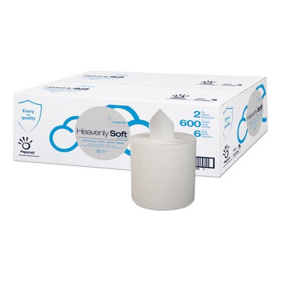 Papernet Heavenly Soft Center-Pull Towel, Special Micro Embossing, 2-Ply, 7.6 x 9, White, 600 Sheets/Roll, 6 Rolls/Carton