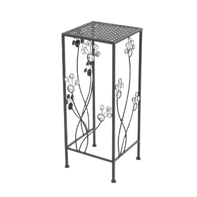 Set of 3 Black Iron Floral Plant Stands