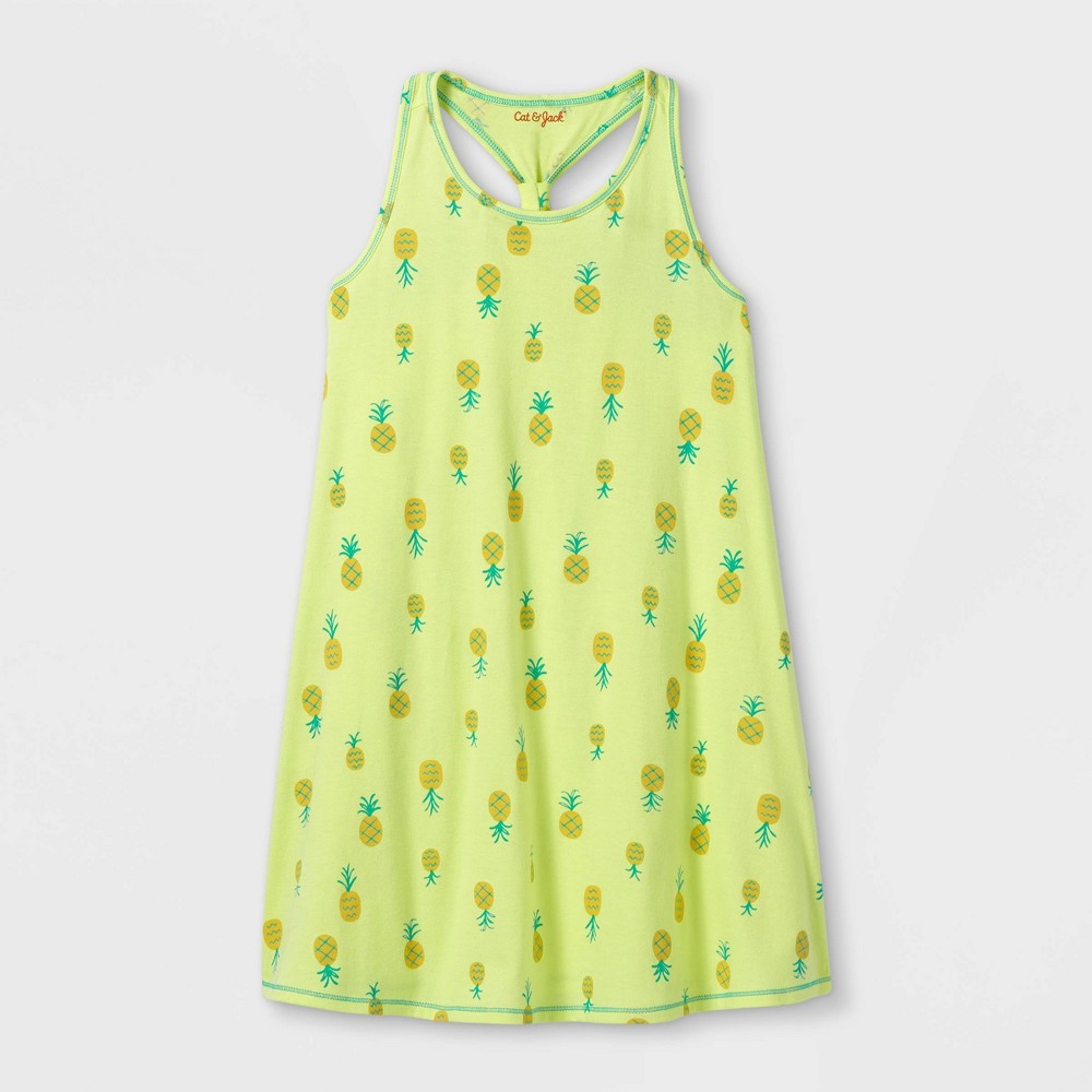 Girls' Printed Sleeveless Knit Dress - Cat & Jack Lemon Yellow, Large 