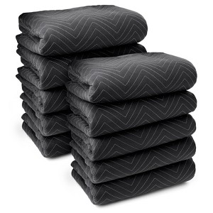 Sure-Max Moving & Packing Blankets - Ultra Thick Pro - 80" x 72" (65 lb/dz weight) - Professional Quilted Shipping Furniture Pads Black - 10 Pack - 1 of 4