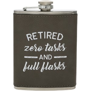 Pavilion Gift Company - Zero Tasks - PU Leather & Stainless Steel 8 oz Flask - Portable Drinkware - 1 of 4