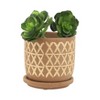 Sagebrook Home 6" Wide 2pc Cross Planter Pots with Saucer Tan: Ceramic, Freestanding, Indoor & Outdoor Use - 3 of 4