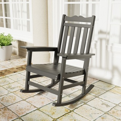 Sonkuki Patio Outdoor Adirondack Rocking Chair with Big Armrests, Weather Resistant, Easy Installation, Lawn and Backyard