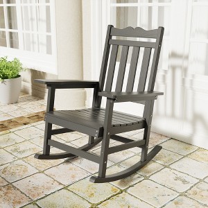 Sonkuki Patio Outdoor Adirondack Rocking Chair with Big Armrests, Weather Resistant, Easy Installation, Lawn and Backyard - 1 of 4