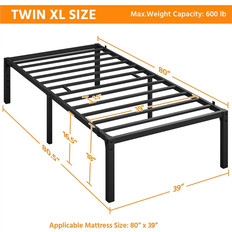 Yaheetech Metal Platform Bed Frame with Heavy Duty Steel Slat Support, 4 of 11